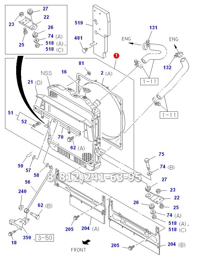 Радиатор системы охлаждения двигателя (алюм) NQR71 4HG1 JMC